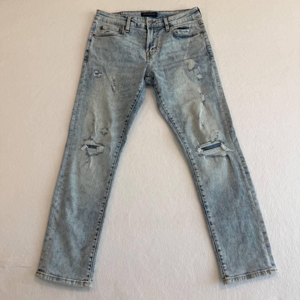 Aeropostale Slim Jeans Mens 30x30 Light Wash Distressed Blue Denim